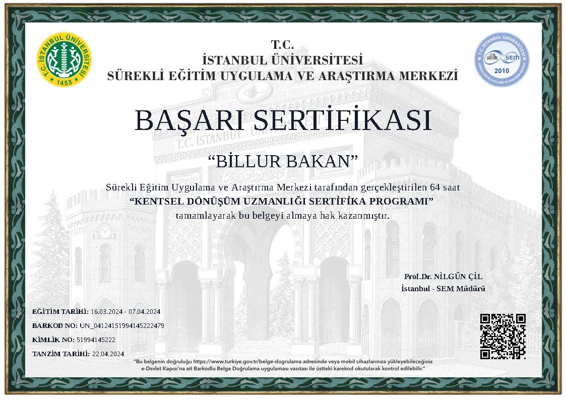 İstanbul Üniversitesi Kentsel Dönüşüm Uzmanlığı